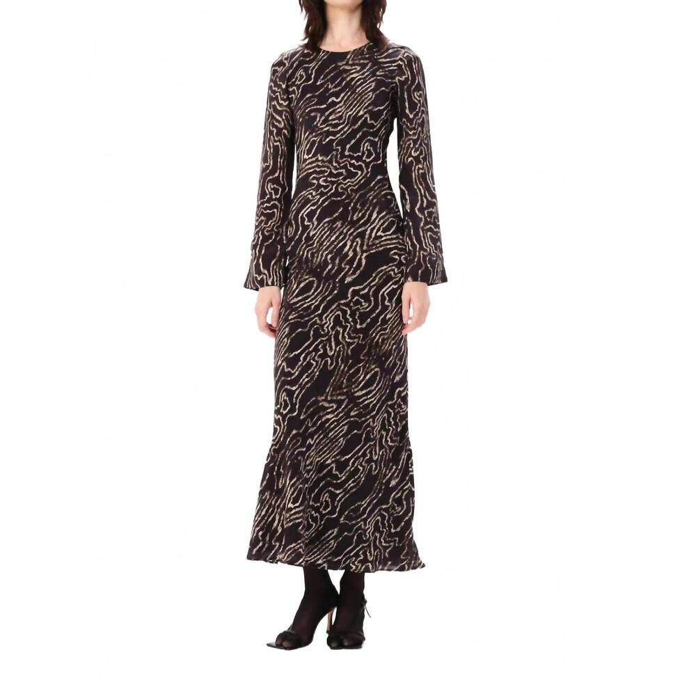 NEW MARIA CHER alvarez sara midi dress in dark brown